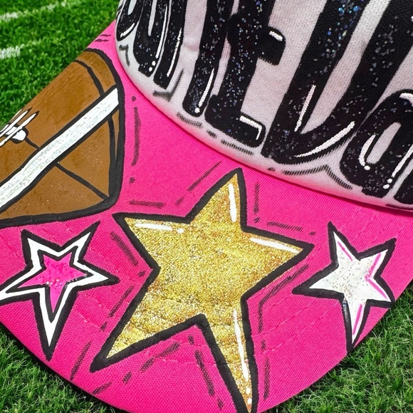 Handpainted Mesh Back Trucker Hat - Score Big with Style! ? Baseball or Football main image 5